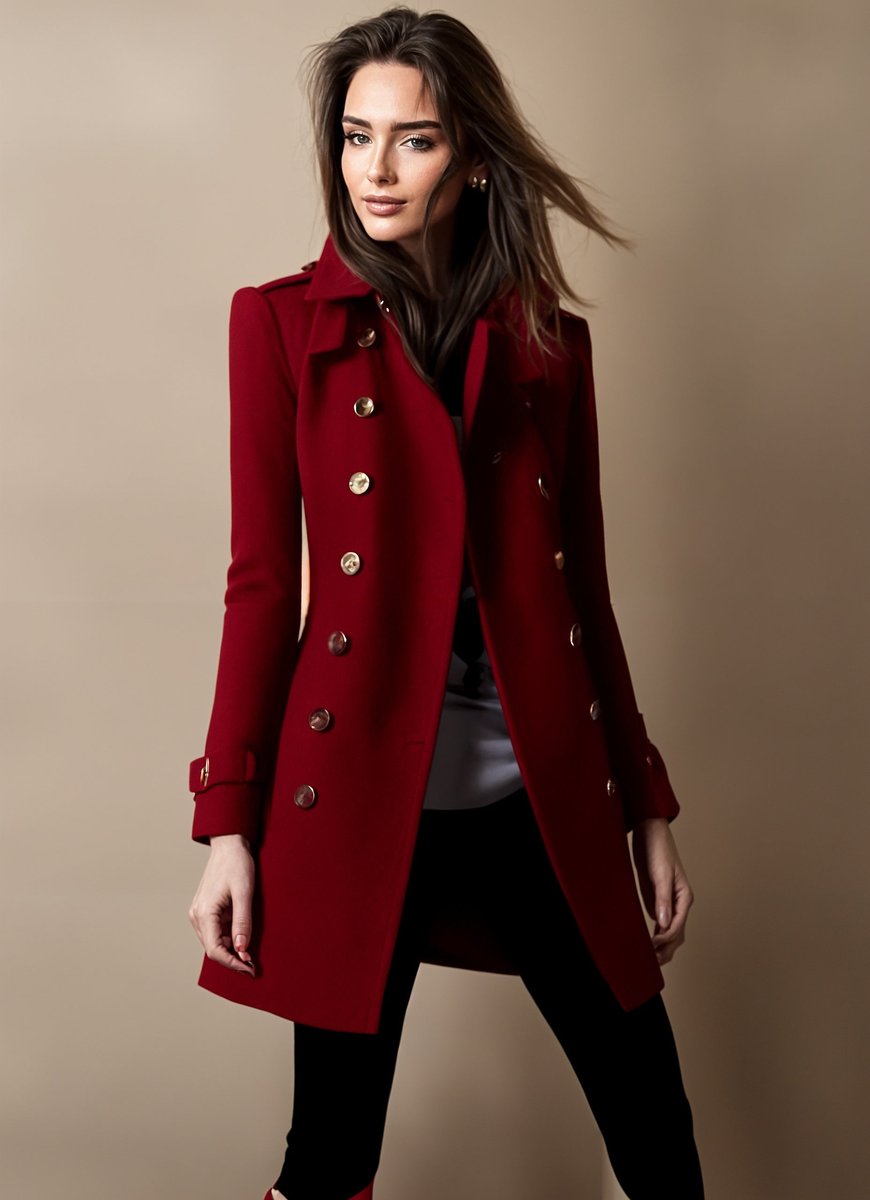 Scarlett | Women's Double-Breasted Wool Coat Classic Trench Style
