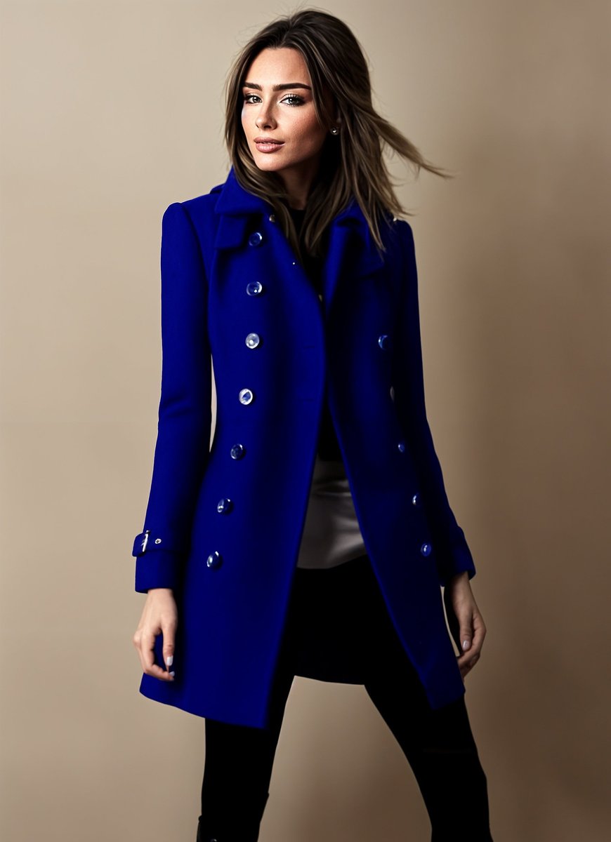 Scarlett | Women's Double-Breasted Wool Coat Classic Trench Style