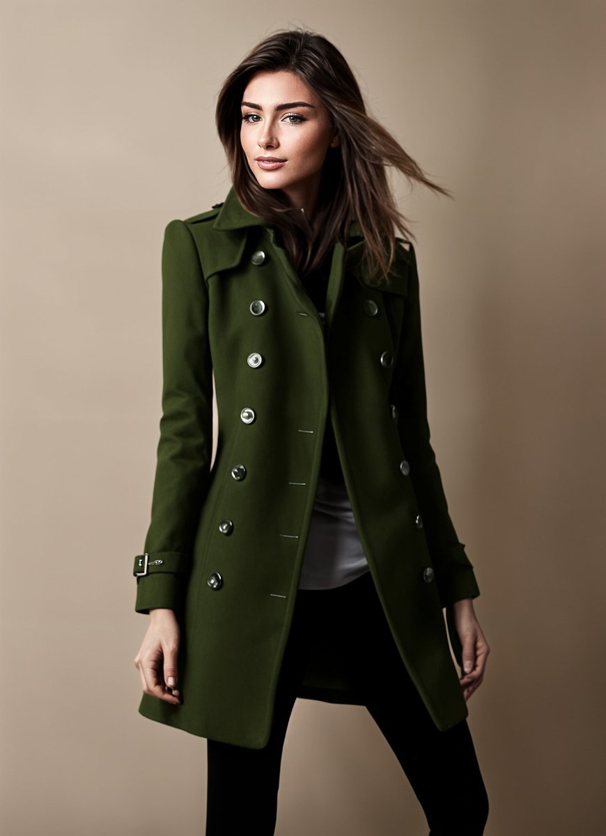 Scarlett | Women's Double-Breasted Wool Coat Classic Trench Style
