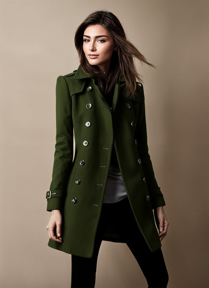 Scarlett | Women's Double-Breasted Wool Coat Classic Trench Style