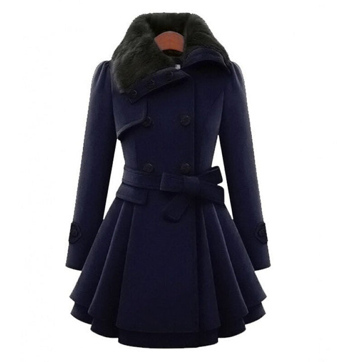 Lily | Women's Double-Breasted Wool Coat Faux Fur Collar Belted Skater