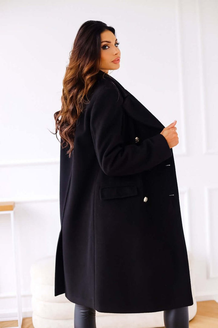 Isla | Women's Double-Breasted Wool Coat Long Lapel Trench Coat