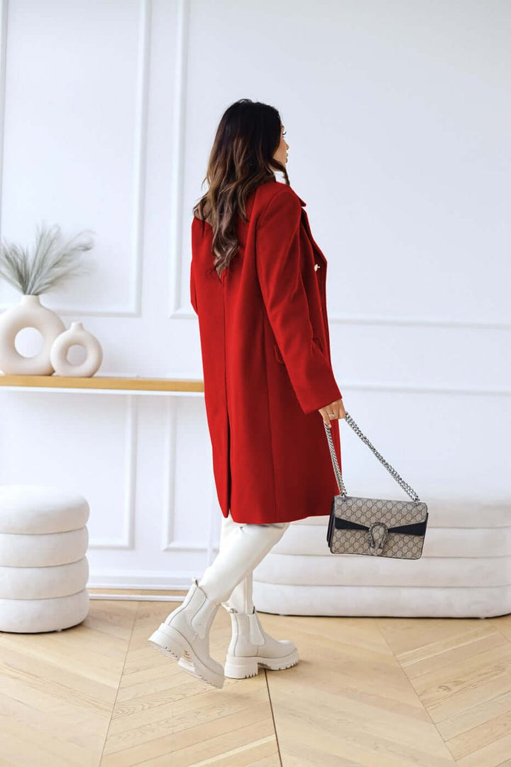 Isla | Women's Double-Breasted Wool Coat Long Lapel Trench Coat