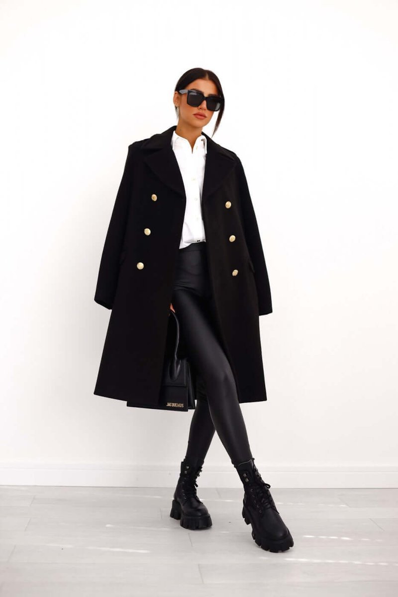 Isla | Women's Double-Breasted Wool Coat Long Lapel Trench Coat
