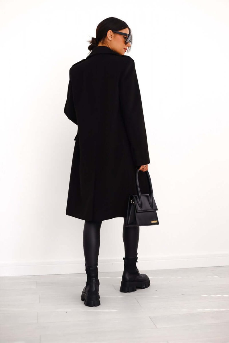 Isla | Women's Double-Breasted Wool Coat Long Lapel Trench Coat