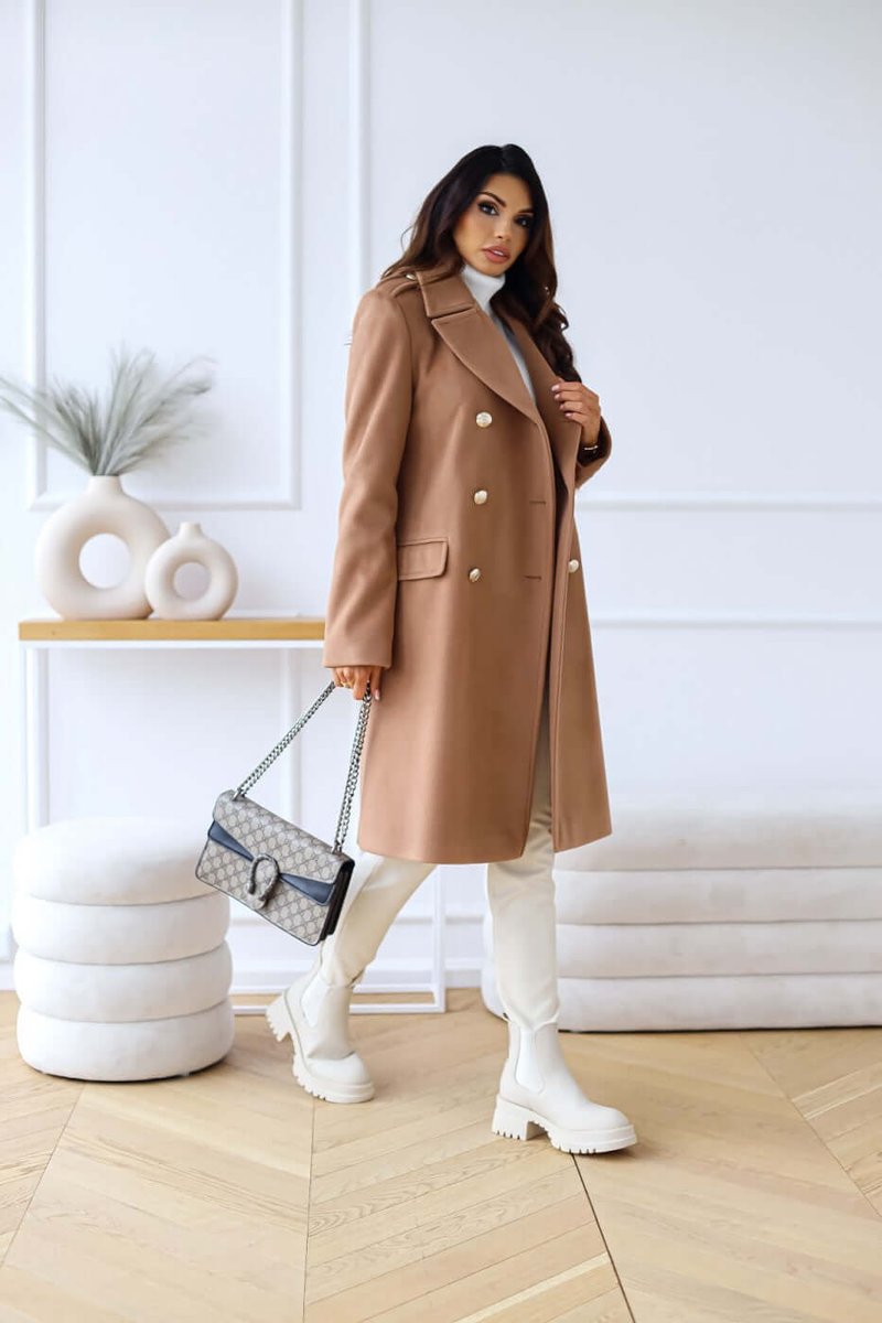 Isla | Women's Double-Breasted Wool Coat Long Lapel Trench Coat