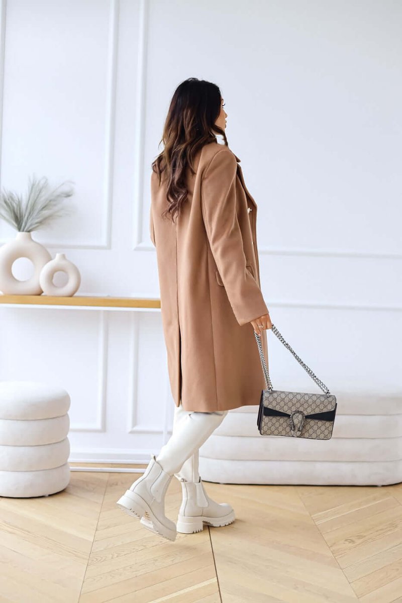 Isla | Women's Double-Breasted Wool Coat Long Lapel Trench Coat