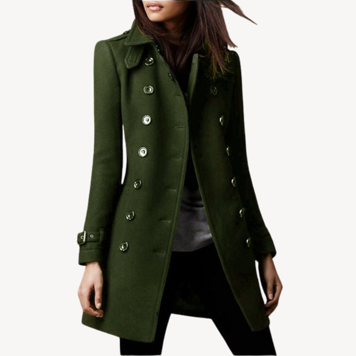 Scarlett | Women's Double-Breasted Wool Coat Mid-Length Tailored Peacoat