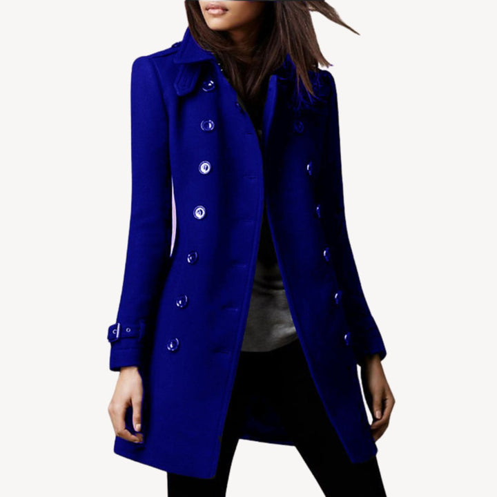 Scarlett | Women's Double-Breasted Wool Coat Mid-Length Tailored Peacoat