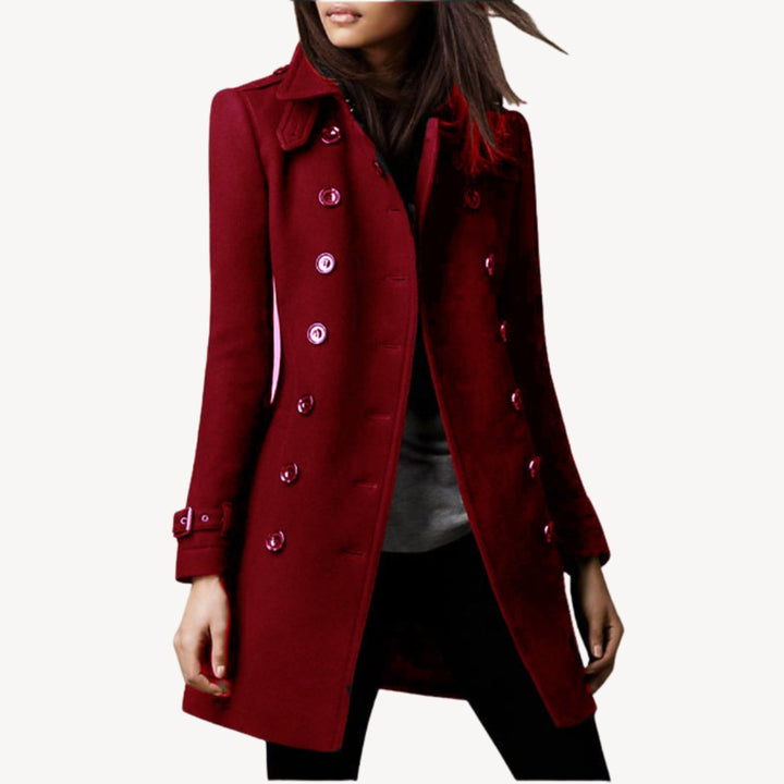 Scarlett | Women's Double-Breasted Wool Coat Mid-Length Tailored Peacoat