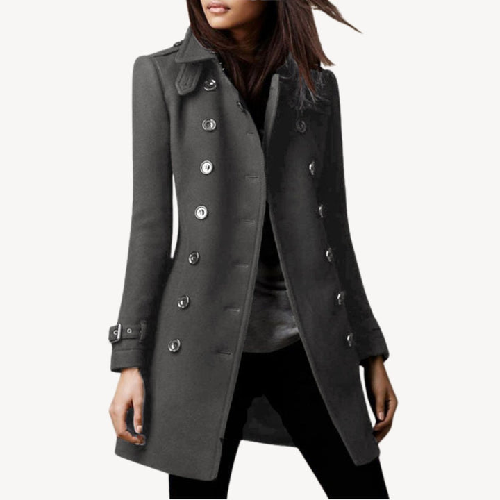 Scarlett | Women's Double-Breasted Wool Coat Mid-Length Tailored Peacoat