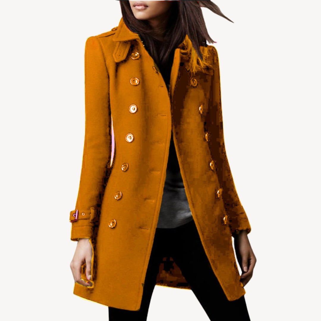 Scarlett | Women's Double-Breasted Wool Coat Mid-Length Tailored Peacoat