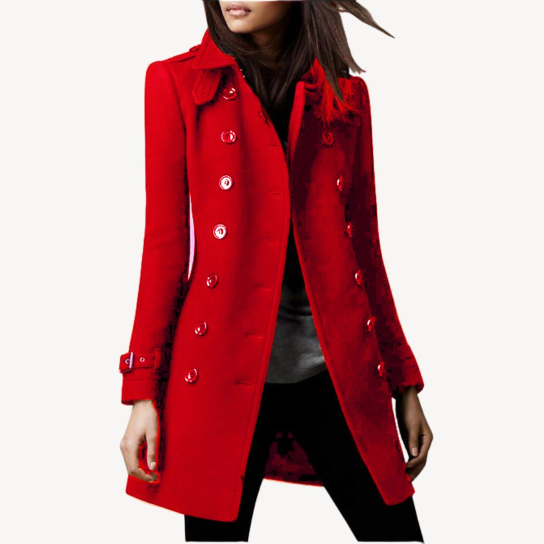Scarlett | Women's Double-Breasted Wool Coat Mid-Length Tailored Peacoat