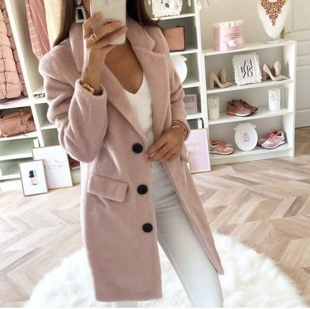Ava | Women's Double Breasted Wool Coat Relaxed Lapel Collar Overcoat