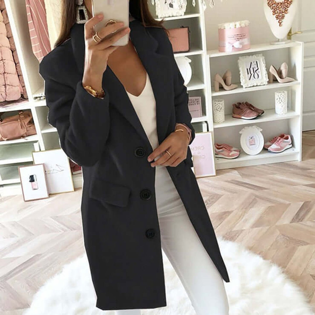 Ava | Women's Double Breasted Wool Coat Relaxed Lapel Collar Overcoat