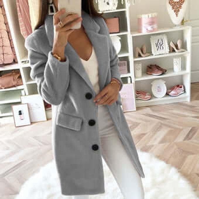 Ava | Women's Double Breasted Wool Coat Relaxed Lapel Collar Overcoat
