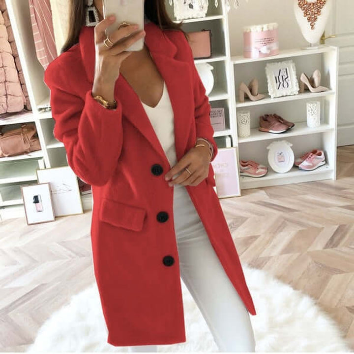 Ava | Women's Double Breasted Wool Coat Relaxed Lapel Collar Overcoat