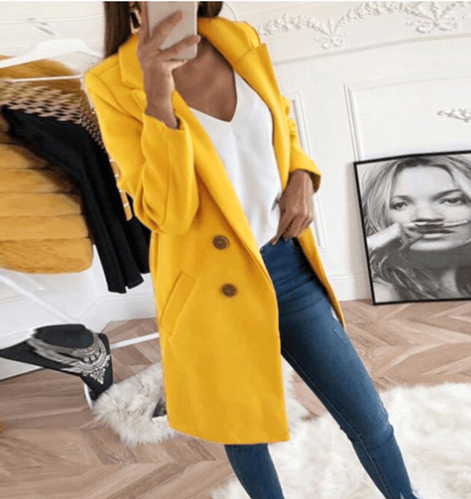 Ava | Women's Double Breasted Wool Coat Relaxed Lapel Collar Overcoat