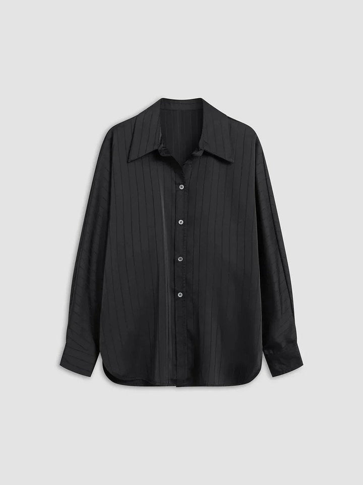 Sophie | Women's Long Sleeve Striped Satin Blouse Gold-Tone Buttons
