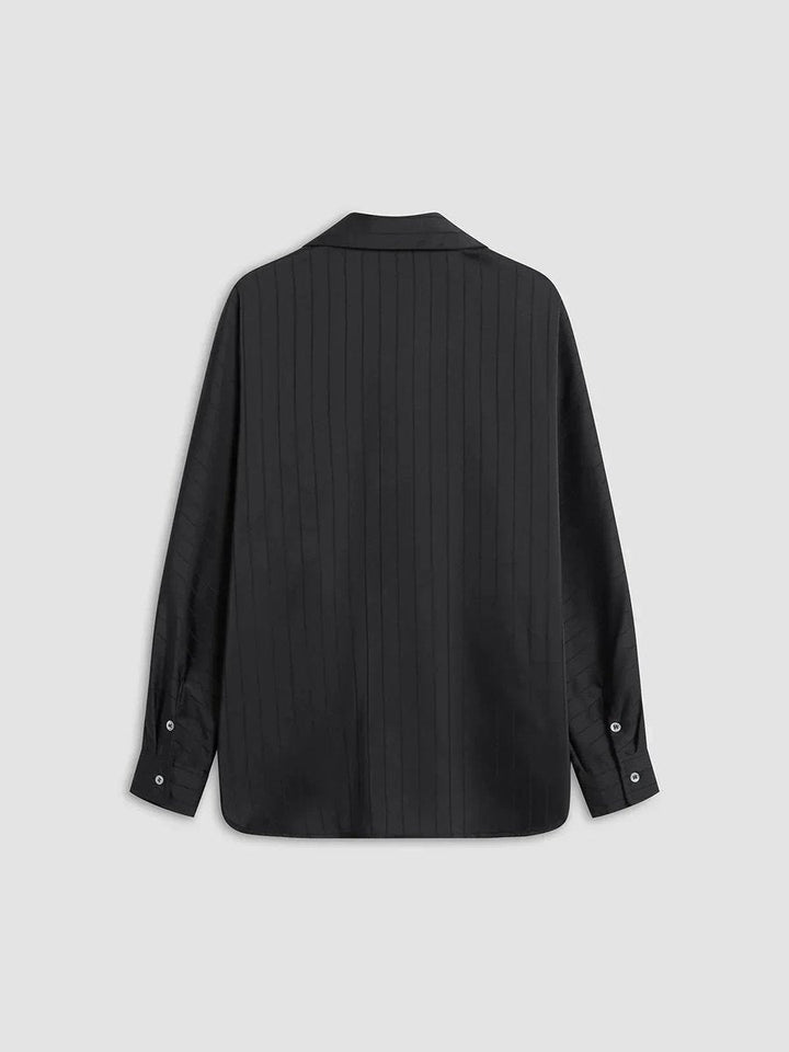 Sophie | Women's Long Sleeve Striped Satin Blouse Gold-Tone Buttons