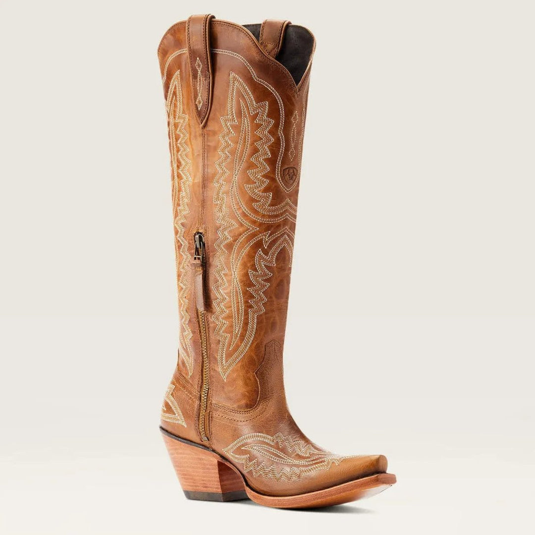 Ivy | Women's Embroidered Knee-High Heeled Cowboy Boots Pointed Toe