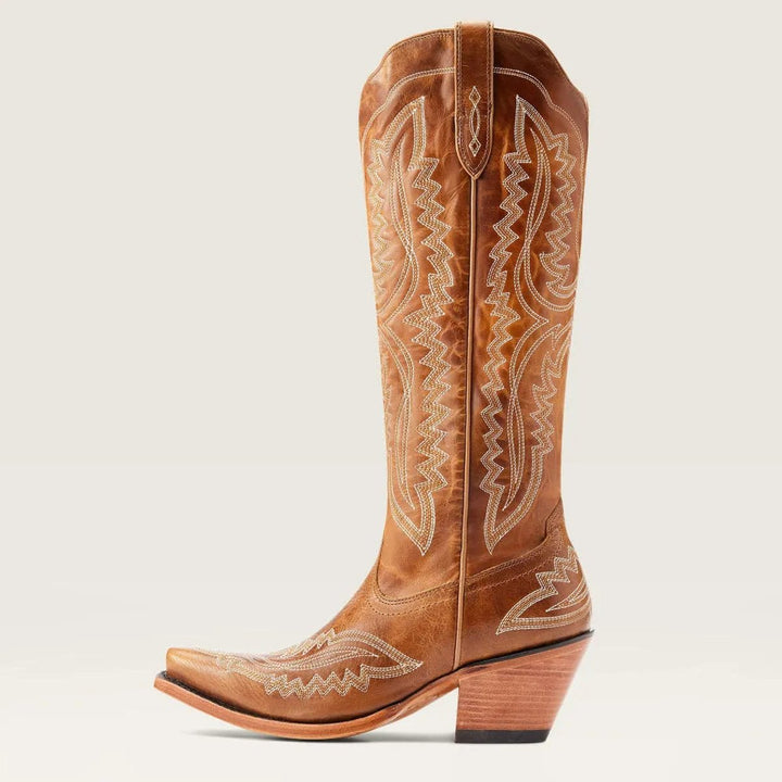 Ivy | Women's Embroidered Knee-High Heeled Cowboy Boots Pointed Toe