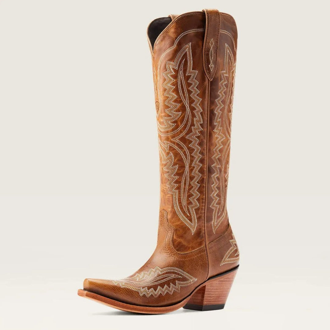 Ivy | Women's Embroidered Knee-High Heeled Cowboy Boots Pointed Toe