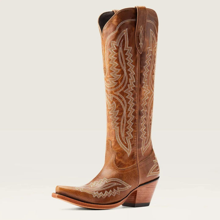 Ivy | Women's Embroidered Knee-High Heeled Cowboy Boots Pointed Toe