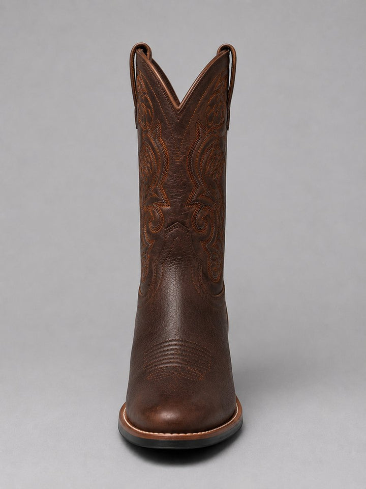 Emily | Women's Embroidered Knee-High Leather Cowboy Boots Block Heel