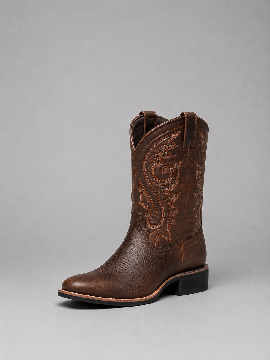 Olivia | Women's Embroidered Leather Knee-High Block-Heel Cowboy Boots