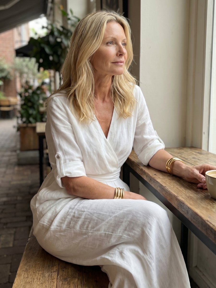 Florence | Women's Cross-Front Wide-Leg Jumpsuit Gathered Waist Pockets