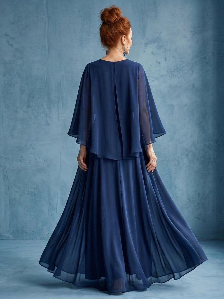 Olivia | Women's Everyday Party Dress Layered Sleeve Drape Waist Midi
