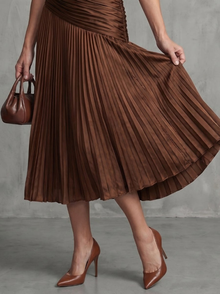 Grace | Women's Everyday Party Dress Pleated Stripe Collared Midi