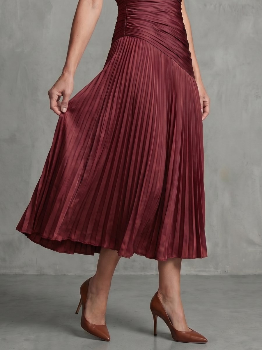 Grace | Women's Everyday Party Dress Pleated Stripe Collared Midi