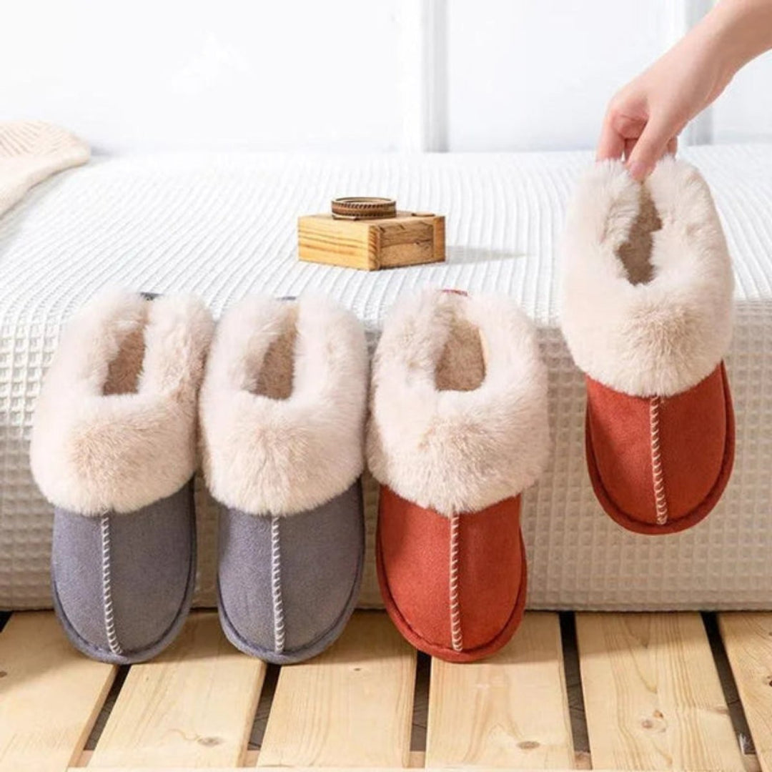 Emily | Women's Faux-Suede Fluffy Slip-On Mule Slippers