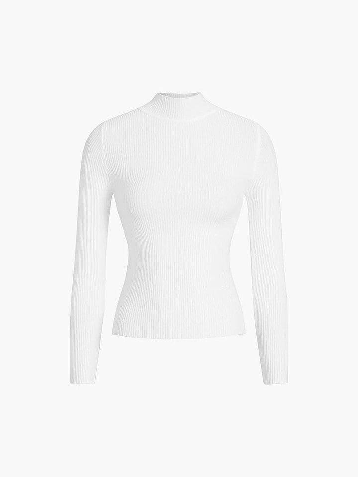 Isla | Women's Fitted Ribbed Knitted Roll Neck Jumper Mock Turtleneck