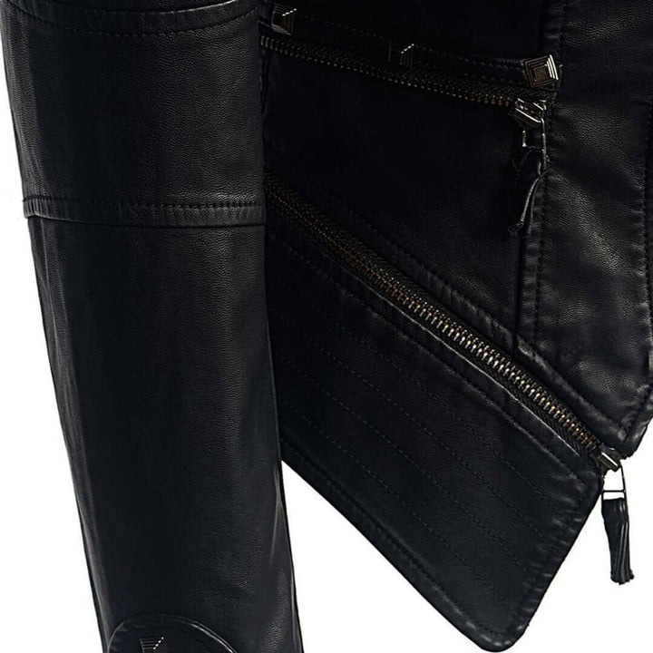 Willow | Women's Fitted Studded Faux Leather Biker Jacket Coat