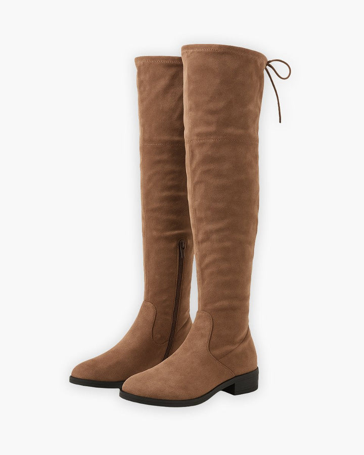 Grace | Women's Flat Over-The-Knee Suede Side-Zip Boots