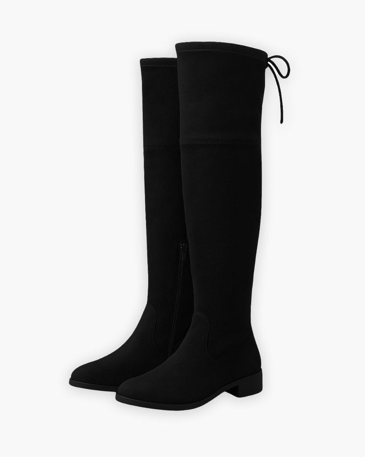 Grace | Women's Flat Over-The-Knee Suede Side-Zip Boots