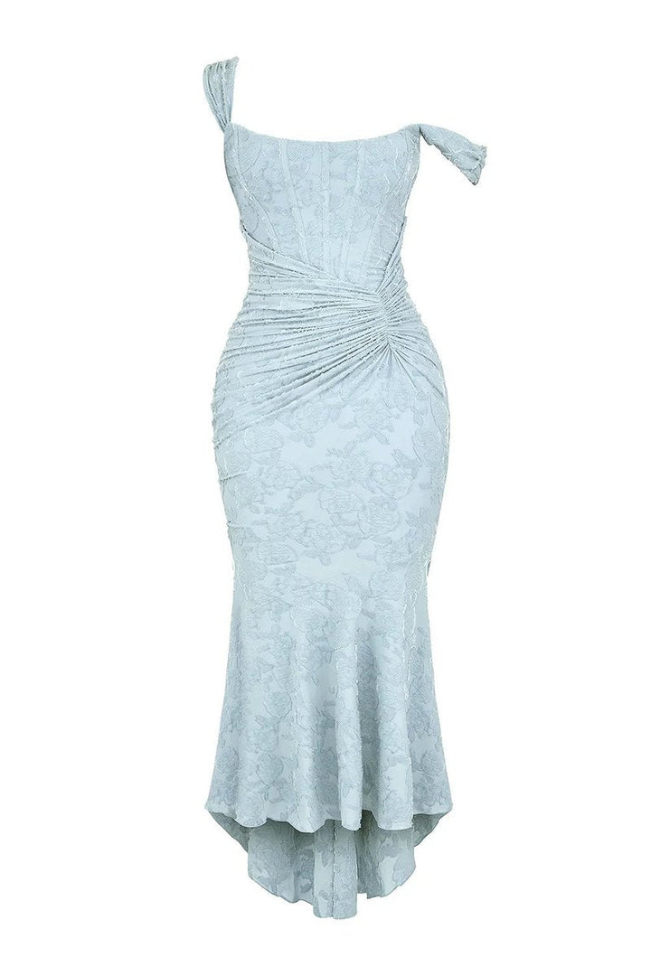 Willow | Women's Floral Jacquard Corset Midi Party Dress Wide Straps