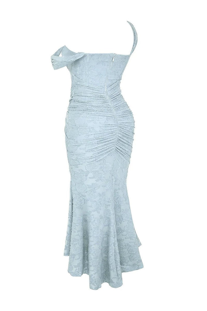 Willow | Women's Floral Jacquard Corset Midi Party Dress Wide Straps