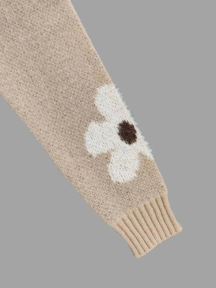 Willow | Women's Floral Knitted Jumper Crew Neck Relaxed Fit Pullover