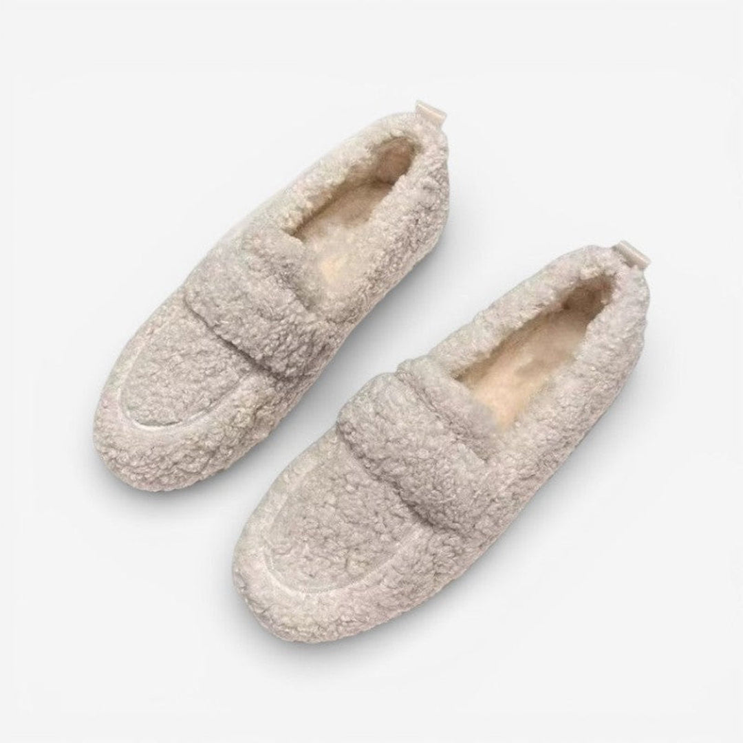 Rosie | Women's Fluffy Plush Slip-On Round-Toe Loafer Flats