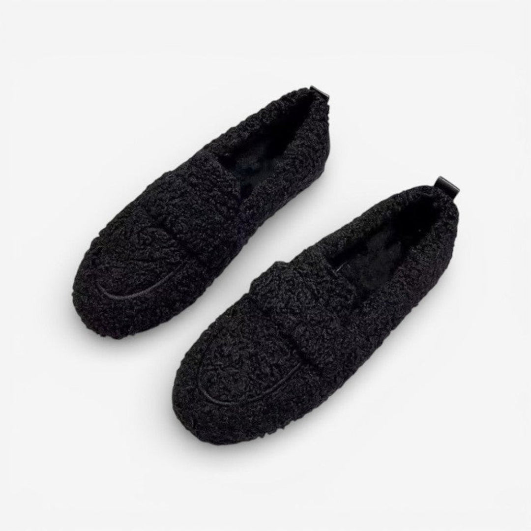 Rosie | Women's Fluffy Plush Slip-On Round-Toe Loafer Flats