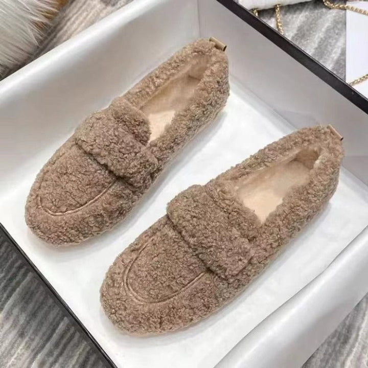 Rosie | Women's Fluffy Plush Slip-On Round-Toe Loafer Flats