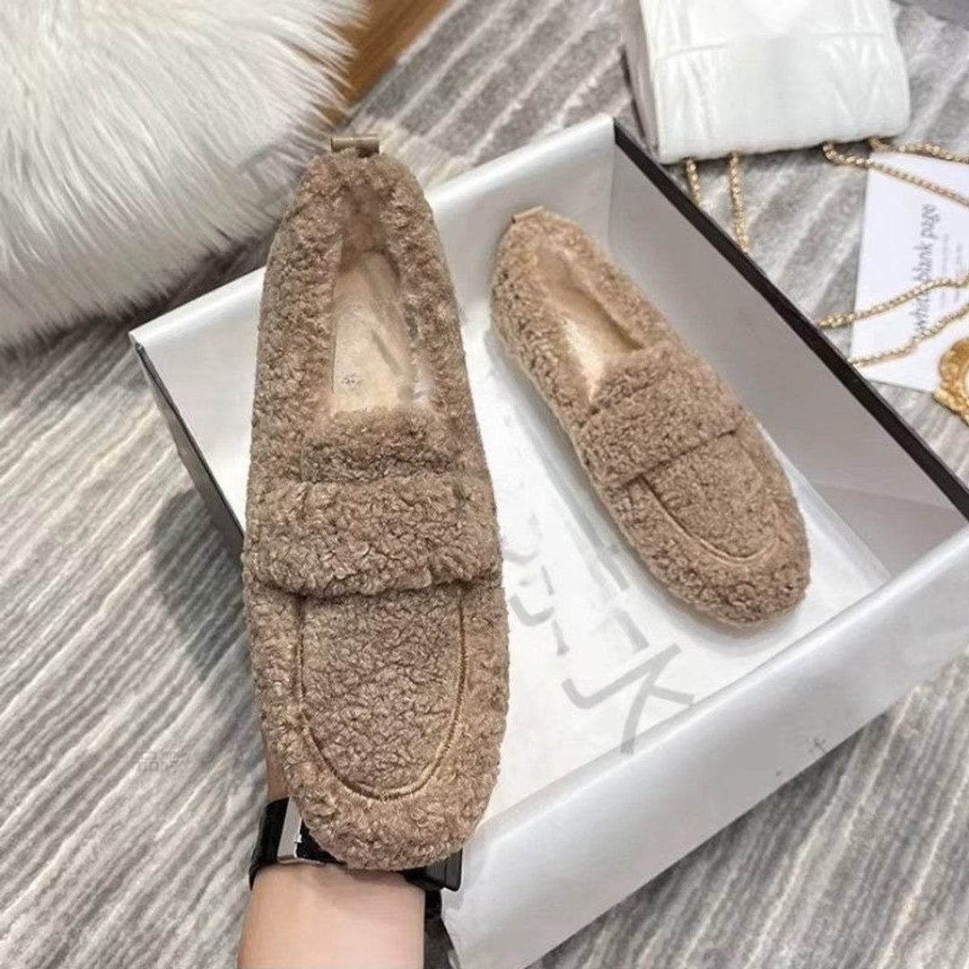 Rosie | Women's Fluffy Plush Slip-On Round-Toe Loafer Flats