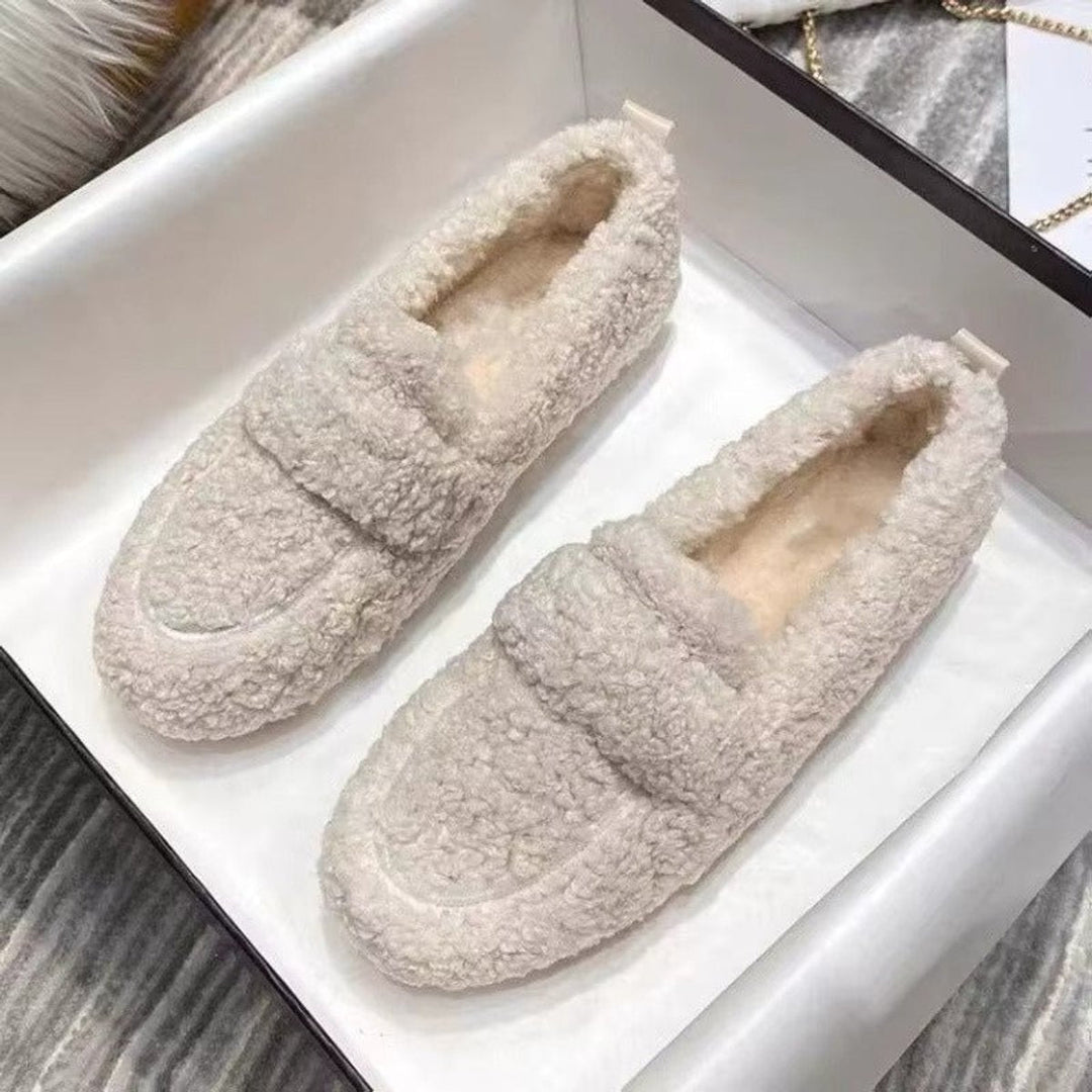 Rosie | Women's Fluffy Plush Slip-On Round-Toe Loafer Flats