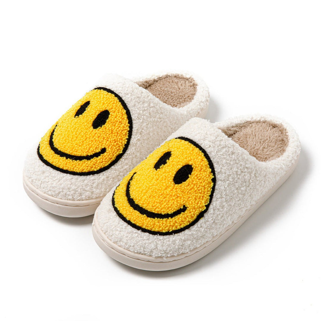Florence | Women's Fluffy Smiley Face Faux-Fur Lined Cosy House Slippers