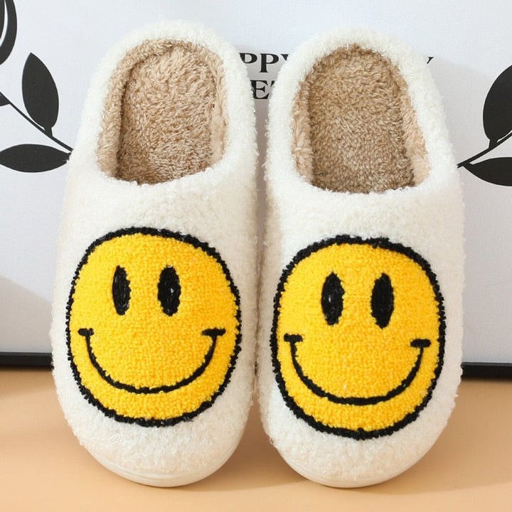 Florence | Women's Fluffy Smiley Face Faux-Fur Lined Cosy House Slippers