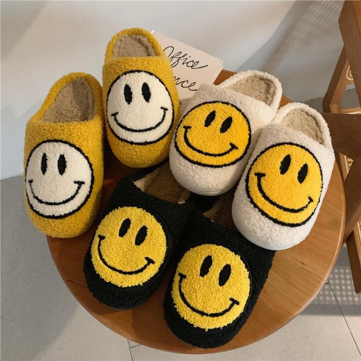Florence | Women's Fluffy Smiley Face Faux-Fur Lined Cosy House Slippers